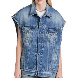 Gilet en jean matelassé respirant de qualité supérieure pour femme, vêtement d'extérieur contemporain à manches longues pour les collections de vêtements pour jeunes femmes - Product Image 1
