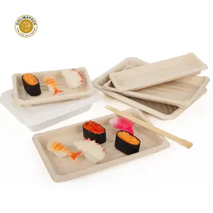 Nieuwe Product Wegwerp Verschillende Grootte Biologisch Afbreekbaar Suikerriet Bagasse Voedsel Lade Voor Sushi