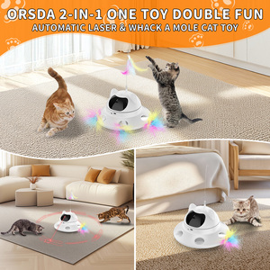 Juguete Láser para Gatos, 3 en 1, Juguetes Interactivos para Gatos, Juguete Automático para Gatos con Rotación de 360° °   Láser Aleatorio e Interactivo con Plumas - 5 Patrones Láser USB Re - Product Image 1