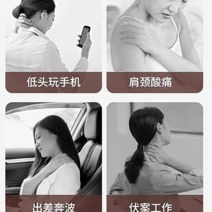 Wireless Multi Functional Neck Shoulder Massager Beige Brown Rechargeable Heating Infrared Therapy Portable Z10 - Product Image 3
