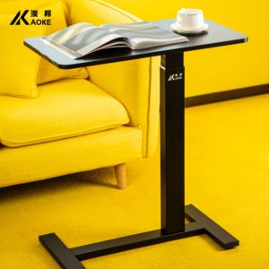 AOKE Modern Hospital Dining <strong>Table</strong> <strong>Adjustable</strong> Overbed Gaming Desk with Iron and Panel Wood Stand Side <strong>Table</strong> - Product Image 2