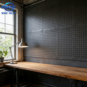Panneau mural perforé en aluminium robuste pour rangement d'outils d'atelier / décoration intérieure industrielle - Product Image 1