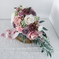 Zijde Kunstmatige Rozen Bloemen Fotografie Decoratie Bruid Houdt Boeketten Bruiloft Rekwisieten Kunstbloemen Decoratie