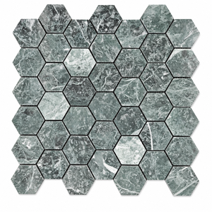 Mosaico Hexagonal de Mármol Verde Natural, Mosaico de Piedra Pulida en Forma de Panal para Baño, Ducha, Piso, Cocina, Revestimiento de Pared, Hotel - Product Image 1