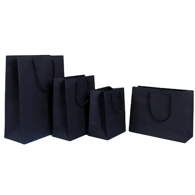 Customizable Luxury Black Paper Bags Custom Logo Small Retail Business Gift Packaging Garment Clothing Customizable Paper Bag