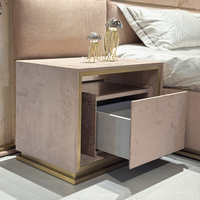 Lit moderne en velours italien de luxe, rembourré, avec éclairage LED, pour chambre principale, villa, hôtel, appartement, design modulaire