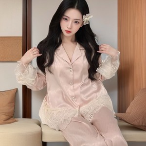 Nuovo Pigiama in Raso Stile Francese, Pigiama in Seta Ghiaccio per Donne, Stile Principessa Dolce, Stile <span class=keywords><strong>Palazzo</strong></span> con Dettagli in Pizzo - Product Image 1