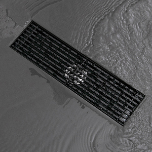 Kênh tầng bẫy tuyến tính vòi hoa sen Phễu cống SUS304 phòng tắm vòi hoa sen vuông đen cống sàn - Product Image 4