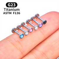 도매 10PCS ASTM F136 티타늄 Labret 코 스터드 귀 트라거스 연골 나선 소라 16G CZ 푸시 핀 바디 피어싱 쥬얼리