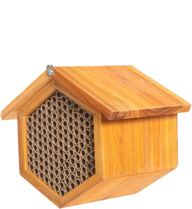 Boîte à Abeilles Murale Hexagonale en Bois de Pin Chinois Faite à la Main, Décoration Murale Naturelle en Bois, Étanche et Longue Durée de Vie - Product Image 1