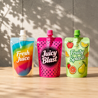 Pochette à bec verseur personnalisée transparente Doypack colorée avec bouchon à vis pour jus, smoothies, milkshakes et autres boissons