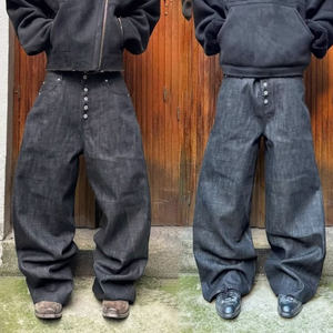 <span class=keywords><strong>Jeans</strong></span> da <span class=keywords><strong>Uomo</strong></span> Personalizzati Originali Denim Vintage a Zampa Svasati Larghi Bootcut Selvedge Grezzo Giapponese a Gamba Larga <span class=keywords><strong>Oversize</strong></span> a Vita Alta - Product Image 1