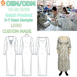 5536 Abito Lungo di Alta Qualità in Cotone e Lino con Collo Quadrato e Maniche a <span class=keywords><strong>Tre</strong></span> Quarti, Vestito Maxi Lavabile Casual per Donne - Product Image 2