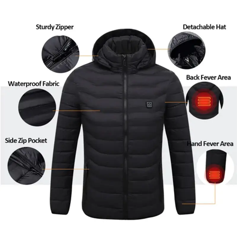 New Design Blank Customized Winter Coat Safe and Warm Men Smart Electric Heated Jackets