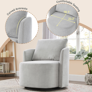 360 Swivel Chair 29.9" Accent Barrel Armchair Modern Upholstered Swivel <b>Sofa</b> Chair with Curved Design for Living Room Bedroom - Product Image 5