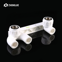 Sambungan Pipa PPR Double Female Thread Elbow 20mm 25mm 1/2 Inch BSP PN25 Kuningan dengan Waterpas, Bracket Mixer Shower, U Bend, Pemasangan di Dinding