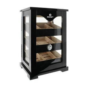 black glass window commercial display cigar humidor cabinet with humidifier