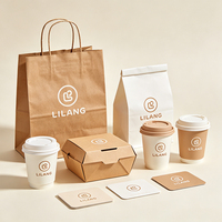 Kraft Paper Coffee Cups Disposable with Lids Custom Printed Logo Eco-Friendly Hot Drink Paper Cups for Coffee Shop
