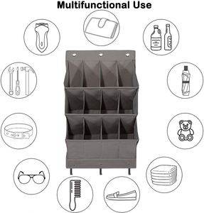 Grey 12-Pocket Over the Door <b>Shoe</b> Hanging Organizer Hanging <b>Shoe</b> Organizer Wall <b>Shoe</b> Storage Organizer - Product Image 2
