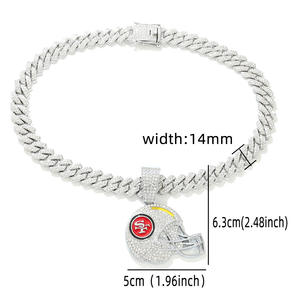 Kalung Liontin Berlian Lapis Emas Gaya Hip-Hop Amerika Eropa Detroit Tigers, Rantai Bambu, Aksesoris Pria - Product Image 4