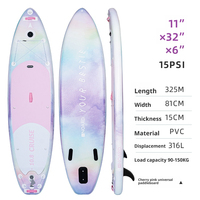 Planche à pagaie gonflable en PVC rose Sakura, planche SUP universelle pour le surf, le kayak et l'utilisation en eau de mer
