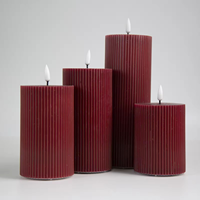 Bougies LED sans flamme à rayures verticales en cire de paraffine, à piles, effet 3D, pour décoration intérieure, Noël, Nouvel An