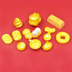 ของตกแต่งเรซิ่นรูปทองคำแท่งจำลอง หมูนำโชค ถ้วยทองคำจิ๋ว ซาลาเปา ครีม กาวตกแต่ง ของตกแต่งปีใหม่ สีทอง ทำเองได้ - Product Image 1