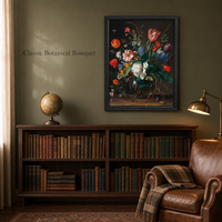 Peinture Murale de Luxe sur Toile : Nature Morte Florale de l'Âge d'Or Néerlandais, Vase de Fleurs Vintage, Peinture Numérique, Décoration Botanique Classique pour la Maison