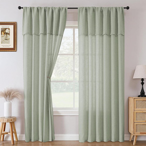 Voilages en faux <span class=keywords><strong>lin</strong></span> DaiRui plissés à passe-tringle, couleur naturelle, transparents, filtrant la lumière, pour salon, vente en gros - Product Image 5