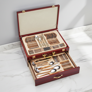 <span class=keywords><strong>Couverts</strong></span> en Acier Inoxydable de Fabrication Chinoise, Ensembles 84/72 Pièces, Design Classique Doré pour <span class=keywords><strong>12</strong></span> <span class=keywords><strong>Personnes</strong></span>, Dîners, Restaurants et Hôtels - Product Image 1