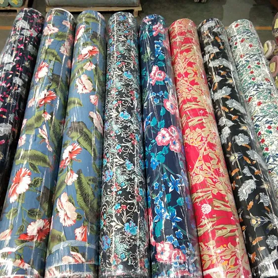 China Großhandel Blumenmuster 95% Rayon Stoff in Thailand 5% Spandex Verband Kleid Stoff