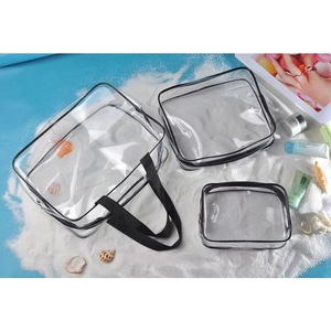 Sac de toilette transparent imperméable et portable, ensemble trois-en-un de voyage, sac de maquillage tendance, fabriqué par une usine certifiée BSCI - Product Image 5