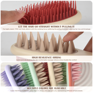 Cepillo <span class=keywords><strong>de</strong></span> Doble Cara 2 en 1 para Masaje del Cuero Cabelludo y Lavado del Cabello con Mango, para Desenredar, Suavizar y Limpiar el Cuero Cabelludo en Seco o Mojado - Product Image 6