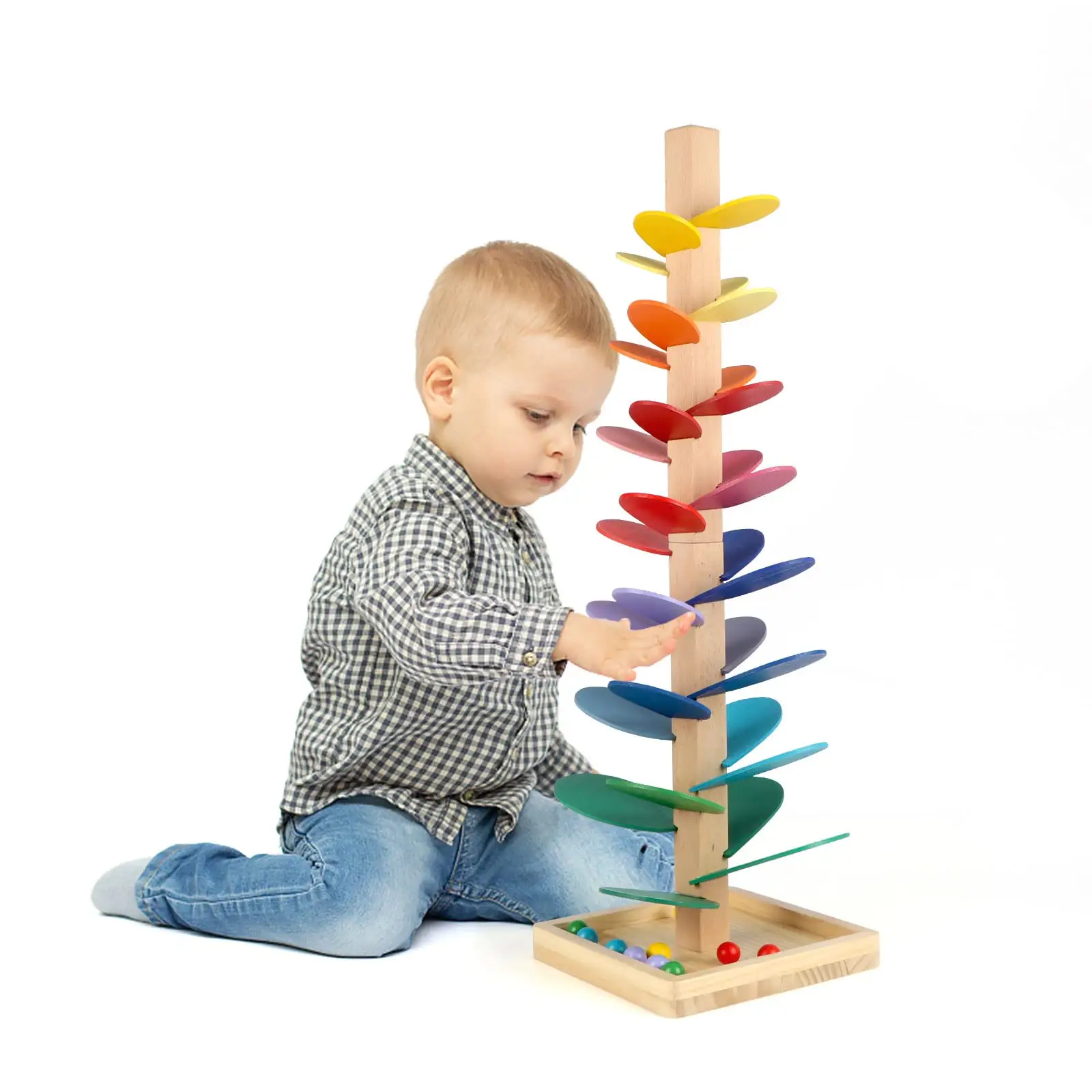 Montessori Toys Wooden Building Blocks Tree Marble Ball Drop Track Educational Learning Sound Block For Children