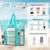 Été Réutilisable Ultraléger Grande Capacité Ecran Solaire Produits, Serviettes, Vêtements Sacs de Rangement Tote Mesh Beach Bag