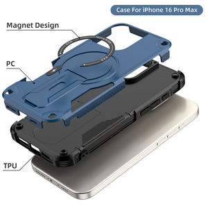 Ốp điện thoại iPhone 15 Pro Max Plus cao cấp, chống sốc, từ tính, chất liệu <span class=keywords><strong>TPU</strong></span> PC, tích hợp giá đỡ và đế để bàn - Product Image 4