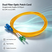 Cordon de brassage optique monomode duplex 9/125μm SC/UPC vers LC/APC, câble de brassage optique double fibre pour centre de données FTTH