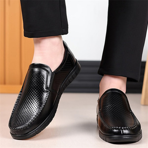Mocassins en cuir pour hommes, bout rond, respirants, chaussures décontractées de printemps, style à enfiler - Product Image 4