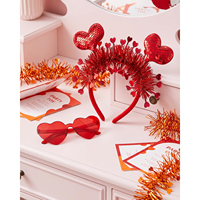 Ensemble serre-tête cœur Saint-Valentin et lunettes de soleil cœur rouge, parfait pour la Saint-Valentin, les mariages, les anniversaires et les cadeaux de fête