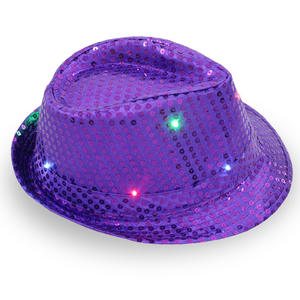 Sombrero de Vaquero con Lentejuelas LED, Iridiscente, para Fiesta de Mardi Gras, <span class=keywords><strong>Disfraces</strong></span>, Cosplay, <span class=keywords><strong>Rapero</strong></span>, Venta al por Mayor de Fábrica - Product Image 2