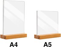 8.5x11 ''support de document en acrylique transparent double face support d'affichage en bois de brochure de bureau pour la publicité