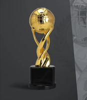 Trophée de récompense mondiale haut de gamme, design globe plaqué or, options de couleur personnalisées, style mode/sport, support en métal torsadé