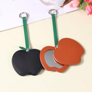 مرآة مكياج محمولة بتصميم تفاحة ذهبية وفضية من زونيين، مرايا جيب صغيرة بشعار مخصص لهدايا عيد الميلاد - Product Image 6