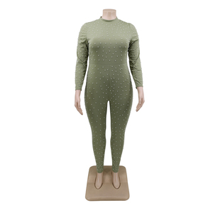 <span class=keywords><strong>Verde</strong></span> de manga larga más tamaño trajes de monos más <span class=keywords><strong>mono</strong></span> de tamaño para las mujeres gordas - Product Image 3