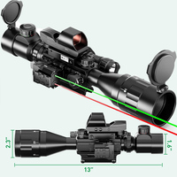 Combo de lunette de visée C4-16x50 AO avec viseur laser rouge/vert rechargeable, viseur point rouge/vert réflexe Type-C 4 réticules, lampe de poche