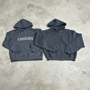 เสื้อฮู้ดซิปผู้ชายพิมพ์ลายตามสั่ง ผ้าฝ้าย 100% เฟรนช์เทอร์รี่ ทรงโอเวอร์ไซส์ สไตล์ลำลอง - Product Image 2