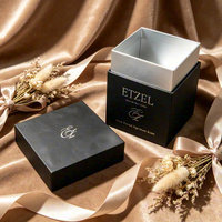 Boîtes cadeaux portables de luxe noir mat personnalisées écologiques avec logo, boîte rigide haut de gamme avec estampage à chaud argenté pour bijoux et bougies