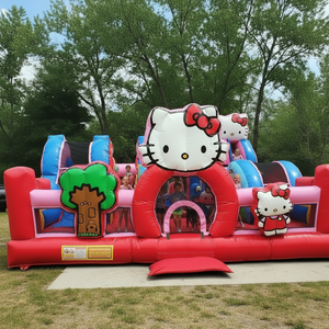 Incredibile Castello Gonfiabile Portatile in PVC a Forma di Gatto Cartone Animato, Nuovo Design Combo Casa Rimbalzante per Feste e Parchi Giochi per Bambini - Product Image 1