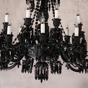 Sang trọng màu đen pha lê biệt thự Đèn chùm trang trí phòng khách phòng ngủ hội trường khách sạn cửa hàng đồ trang sức đèn chùm màu đen pha lê - Product Image 5