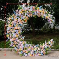 Arche florale en forme de lune, verdure et fleurs colorées, fond de fleurs artificielles pour jardin, mariage, événement, banquet, photographie, décoration